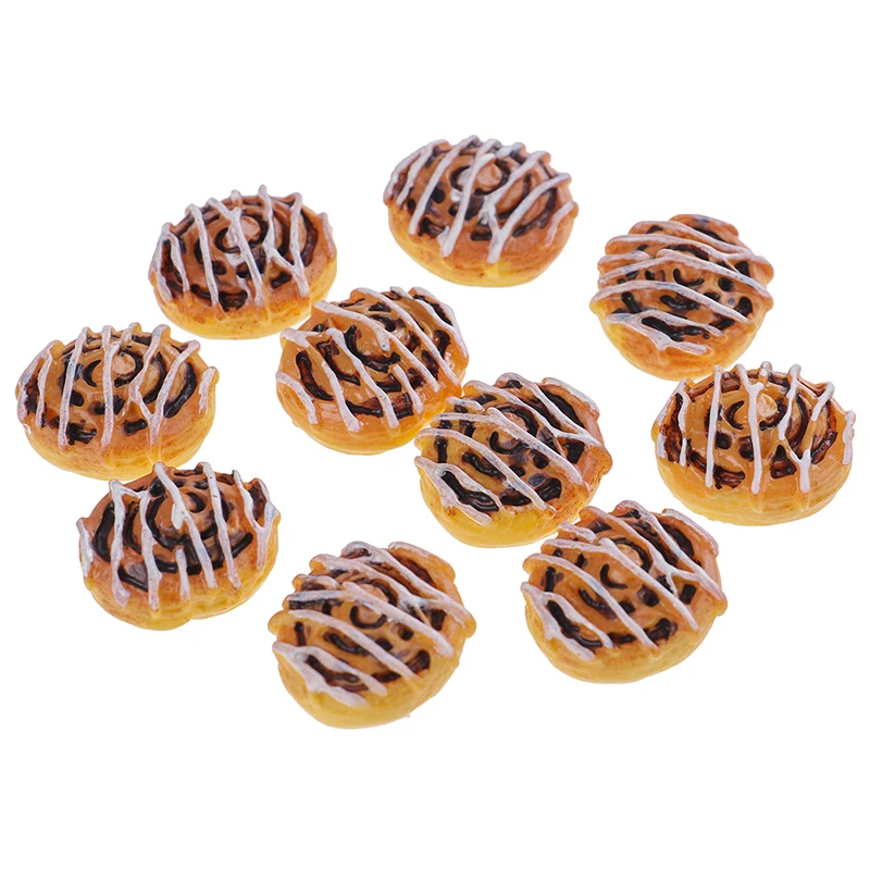 

10PCS Miniature Flat Back Cabochon Flatback Embellishment Accessories Scrapbooking Decoration DIY Resin Fake Bread Food