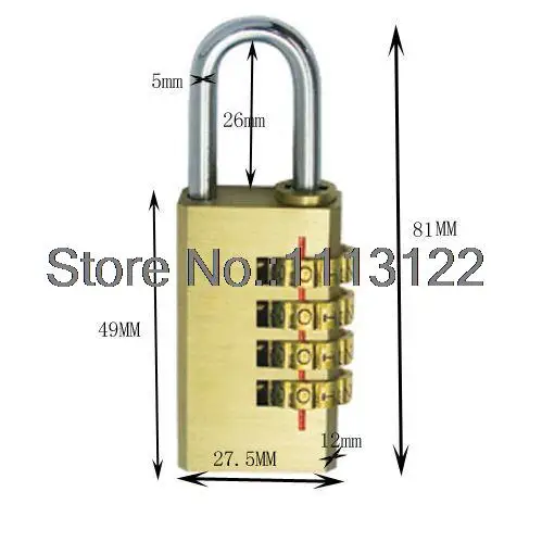 Латунный кодовый замок 4 цифры большой размер медный высококачественный