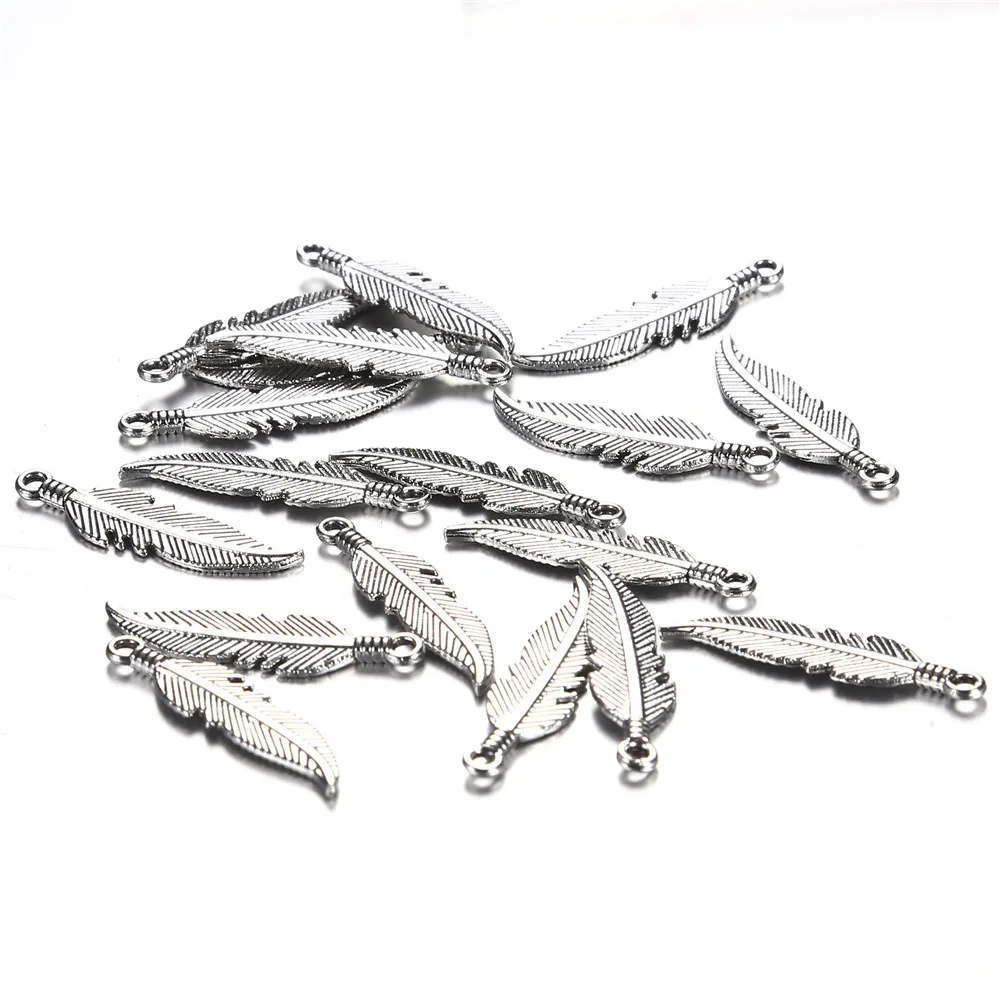 

20Pcs/lot Feather Charms Vintage Metal Charms Pendants Fit bracelet necklace earring Jewelry making