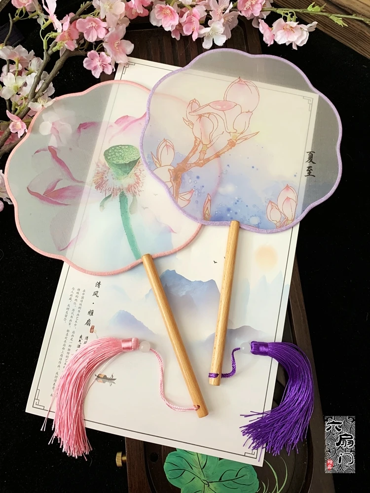 

waaiers hand Fan Antique Transparent Circular Dance Hanfu Gift Fan eventail a main vintage bambu wedding favors and gifts