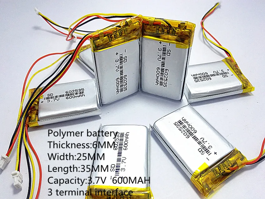 

(free shipping)Polymer lithium battery 3.7 V, 602535 062535 can be customized wholesale CE FCC ROHS MSDS quality certification