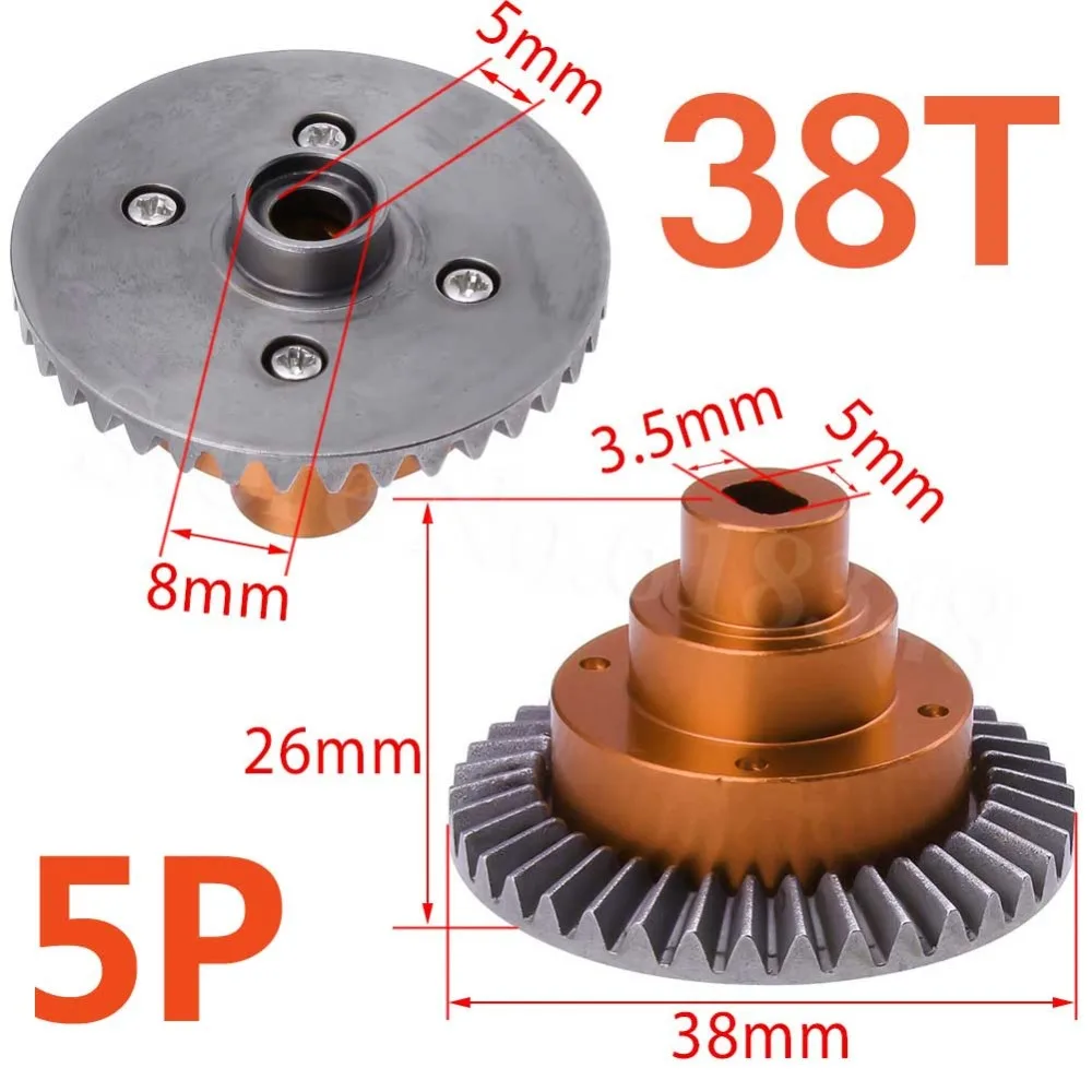 

5Pcs For HSP Pangolin 94180 Metal Alum Alloy Connect Box w/Gear 38T 180009 (18009) 1/10 Scale 4WD RC Rock Crawler Parts