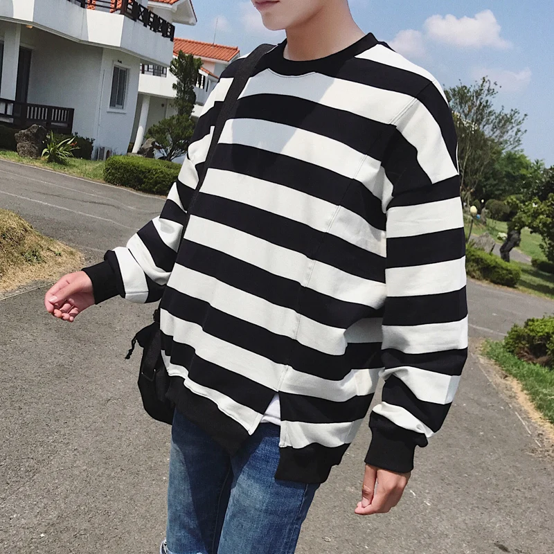 

2020 Years Recommend Autumn new listing Fashion casual Clothing Stripe Easy Vent Round Neck Pullover hoodies The Hot city boy