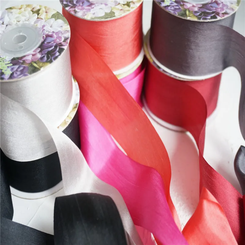 32mm 1.25&quot hot colors 100% pure silk embroidery ribbon wedding thin taffeta high quality Handcraft | Дом и сад