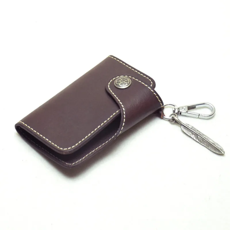 Винтажный кошелек для ключей из натуральной кожи мужчин и женщин ручной работы