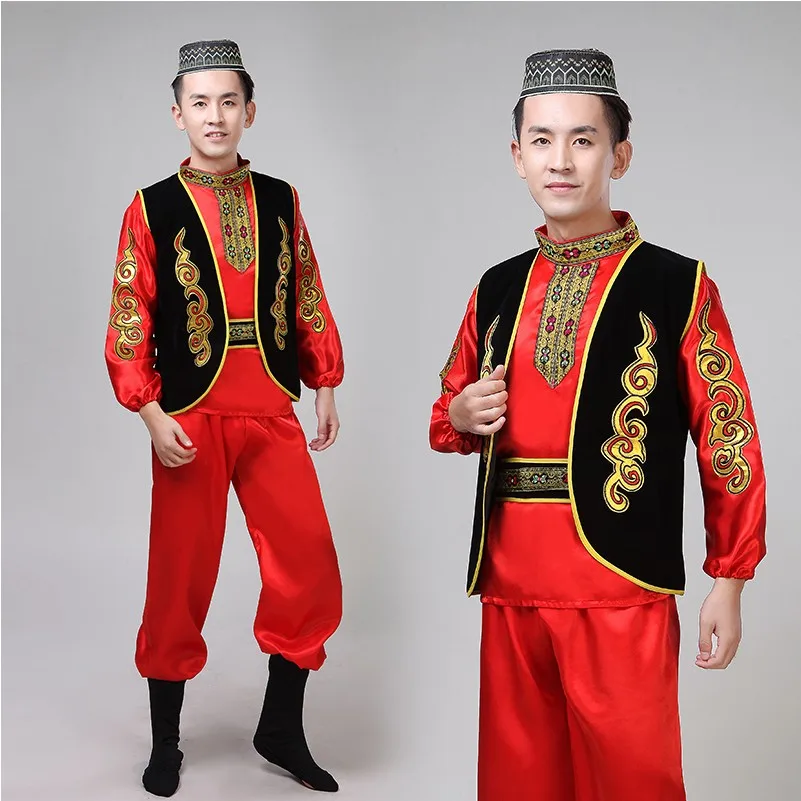 Sinkiang Этническая Одежда для взрослых фестиваль сценическая танцевальная одежда Xinjiang особенности мужские костюмы костюм для выступлений Uyghur Косплей