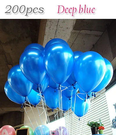 Deep blue 200PCS 200 шт./лот, воздушные шары, свадебный декоративный шар, шары на день рождения, 10 дюймов, 1,5 г, белые, вид шариков, Белоснежки, вечерние шары - Цвет: Deep blue 200PCS