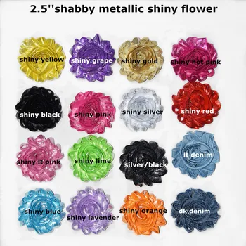 10yard/lot , 2.5'' shabby metallic shiny flower , shiny chiffon flower for hair apparel accessories 1