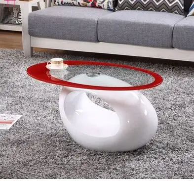 110X65X42CM Современная мода креативный чайный столик несколько закаленного стекла чай несколько простых эллиптических выпечки лаковый стол небольшой чайный стол мебель - Цвет: 110X65X42CM