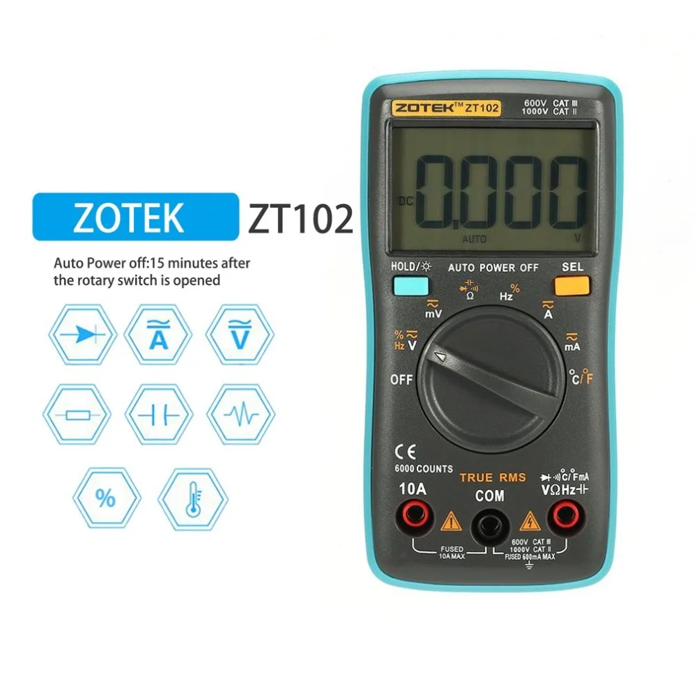 RM102 Цифровой мультиметр ZT102 мультиметровый Транзистор тестер цифровой Mastech uni esr