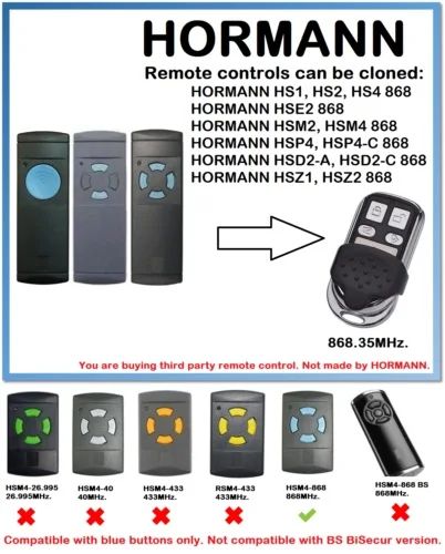 HORMANN HS1 HS2 HS4 868 HSE2 HSM2 HSM4 HSP4 C HSD2 A HSZ1 HSZ2 дистанционного Управление Дубликатор duplo и 35