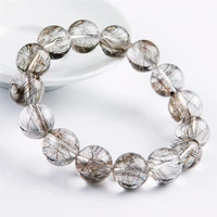 natural silver rutilated quartz brookite crystal clear round beads women men bracelet 8mm 9mm 10mm 11mm 12mm 13mm 14mm aaaaaa