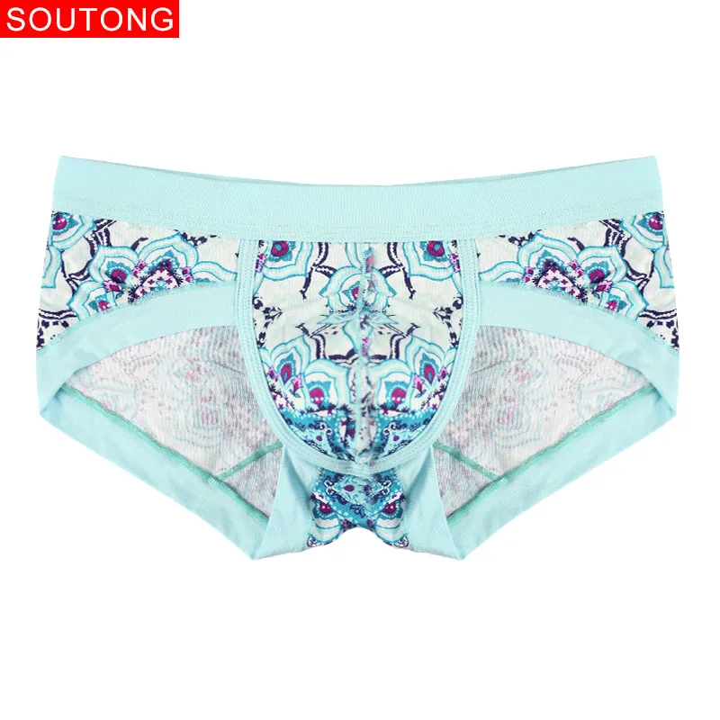 Трусы брифы Soutong 3 шт./лот Мужское нижнее белье с принтом мягкие мужские трусы из