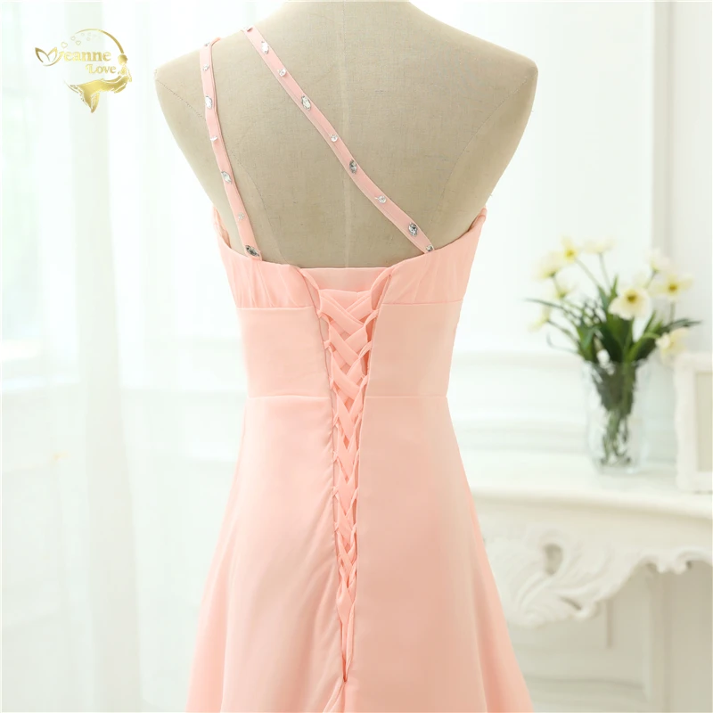 Vestido de festa, длинное розовое вечернее платье, новинка, шифоновое платье на одно плечо, Abendkleider OL330