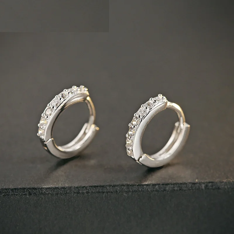 Серьги-кольца из настоящего серебра 925 пробы простые круглые серьги с белым