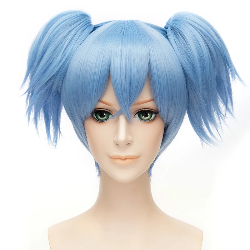 Парик Sallyface для косплея Салли термостойкий с короткими синими хвостиками костюма