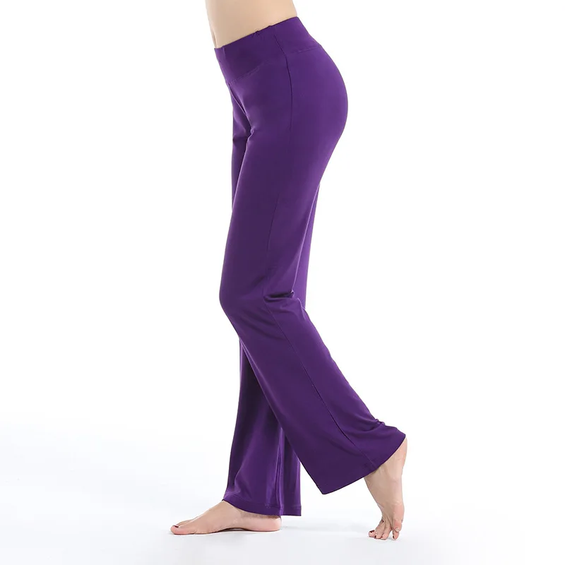 dark purple Новинка, женские штаны для йоги, одноцветные, на завязках, Леггинсы для йоги с высокой талией, для танцев, фитнеса, девушек, спортивные брюки, свободная спортивная одежда, S-3XL - Цвет: dark purple