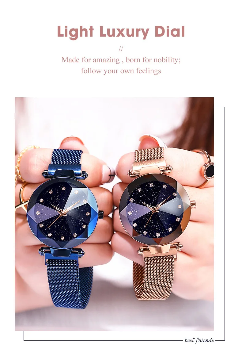 Лидер продаж для amazon Фиолетовый алмазный Магнитный relojes de mujer Дамские женские наручный браслет, ремешок
