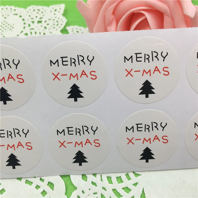 Круглые Праздничные наклейки-крафт-наклейки Merry X-MAS диаметр 3 см 100 шт./лот |