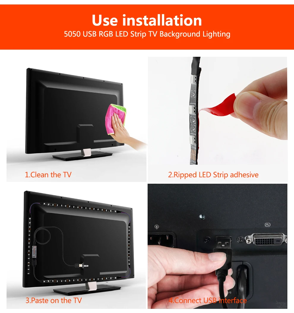 USB Светодиодная лента 5050 RGB гибкий светодиодный светильник DC5V RGB цвет сменный ТВ фоновый светильник ing