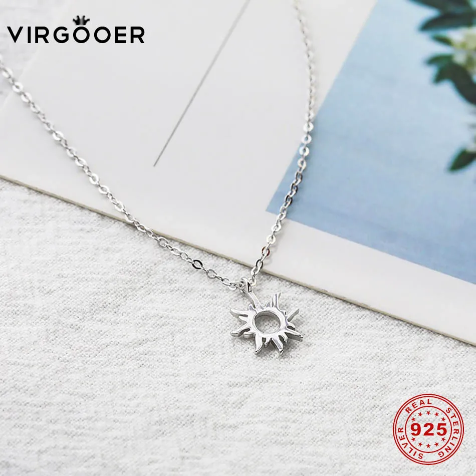 Virgooer серебряное ожерелье Новая мода Солнечный кулон винтажный дизайн цепочка