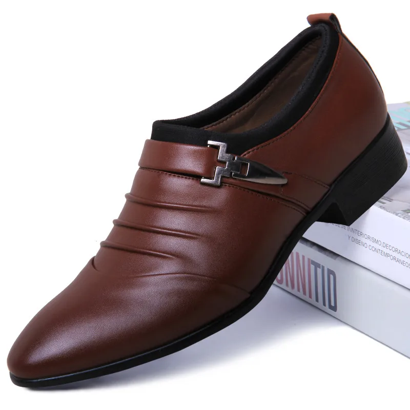 Мужские деловые кожаные туфли с острым носком брендовые Свадебные классические