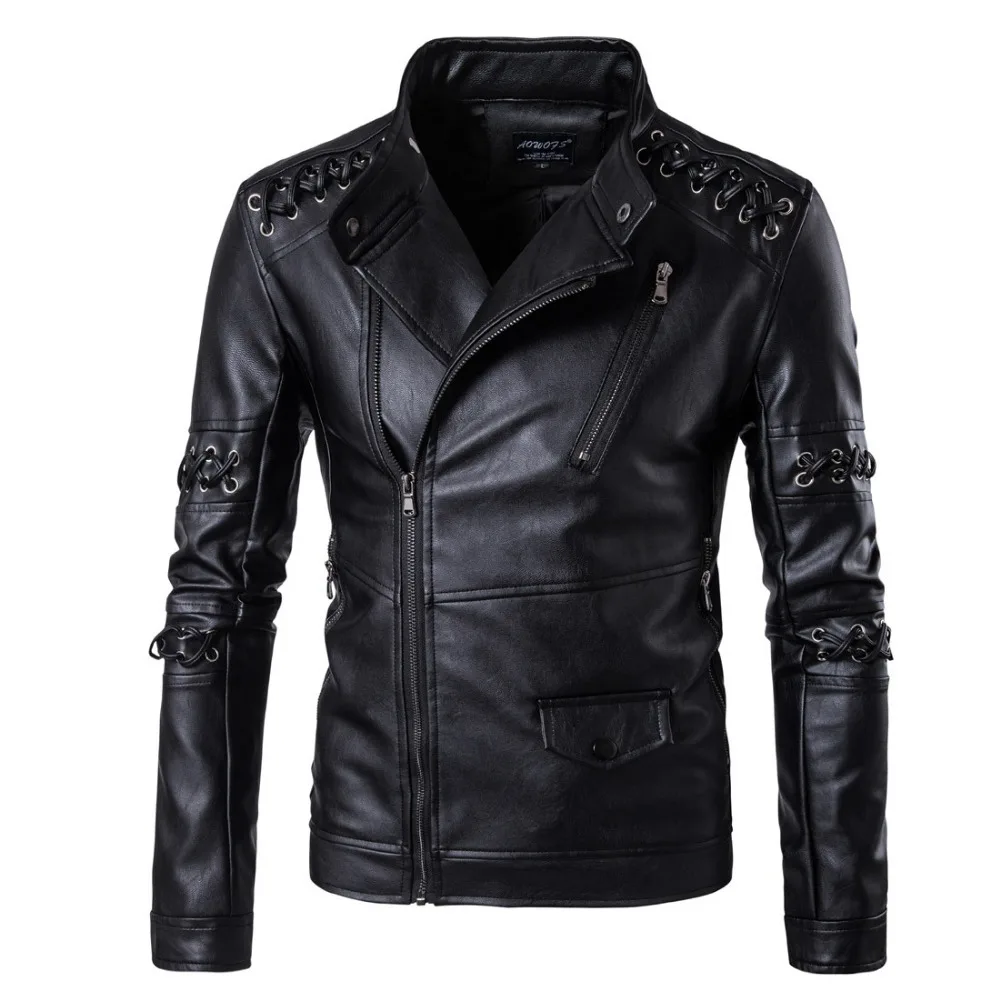

High Quality Men's Locomotive Leather Jackets Outweat PU Leather Coats New Male Moto & Biker Slim Leather Jackets