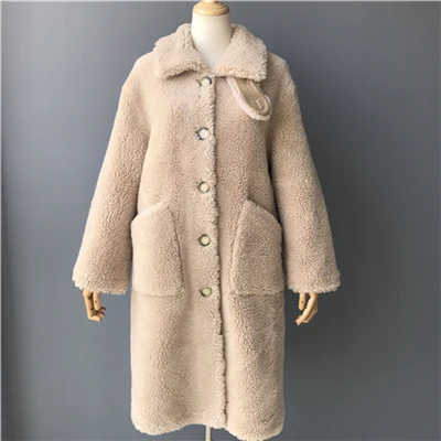 Beige Adult Long MAOMAOFUR шерстяное пальто зимняя новая модная длинная одежда женское теплое меховое пальто без рукавов Женская качественная куртка из овечьего меха - Цвет: Beige Adult Long