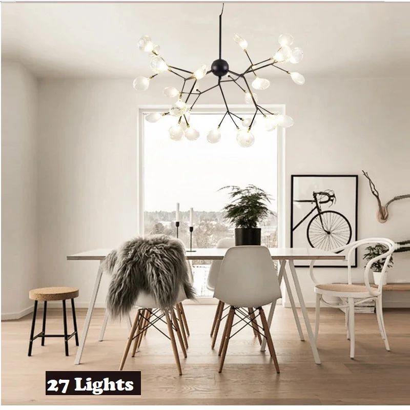 Luz LED de araña de rama de árbol moderno, lámpara colgante decorativo, luciérnaga, decoración del hogar, iluminación, Lustre de suspensión