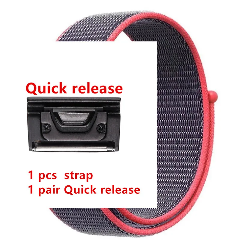 Quick release Red 26 мм 22 мм быстросъемный нейлоновый ремешок на липучке для Garmin Fenix 3/Fenix 3 HR/Fenix 5 5X forerunner 935 ремешок для наручных часов - Цвет: Quick release Red