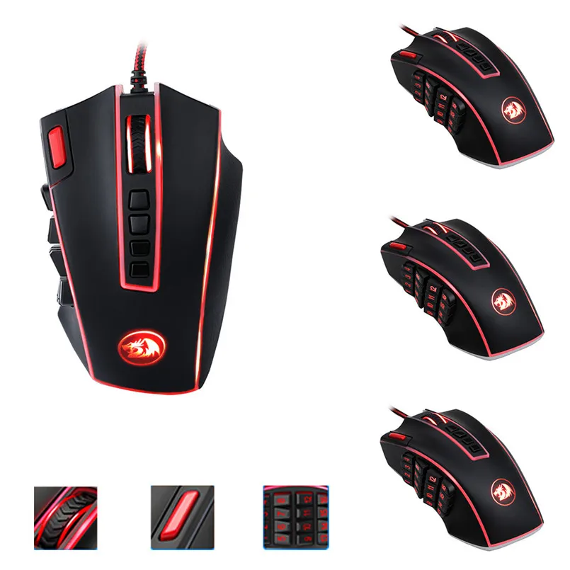 Redragon USB Проводная RGB игровая мышь 24000 dpi 25 кнопок лазерная программируемая игровая мышь с подсветкой эргономичная для ноутбука 40AP15