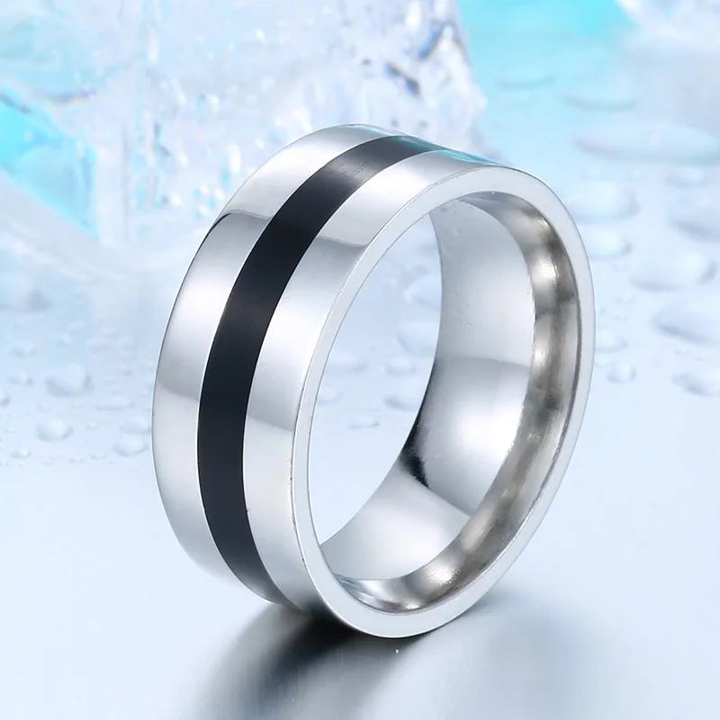 Байер оптовая продажа Для мужчин полированный Нержавеющая сталь черная полоса