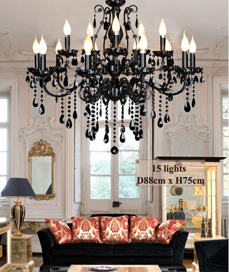 Черная хрустальная лампа Европейская гостиная люстра американский ресторан