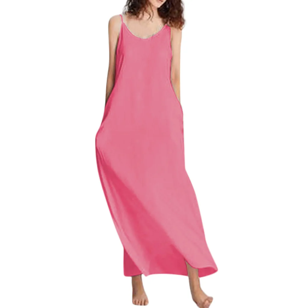 Женское Макси платье без рукавов 2019 Лето сексуальное пляжное нерегулярное