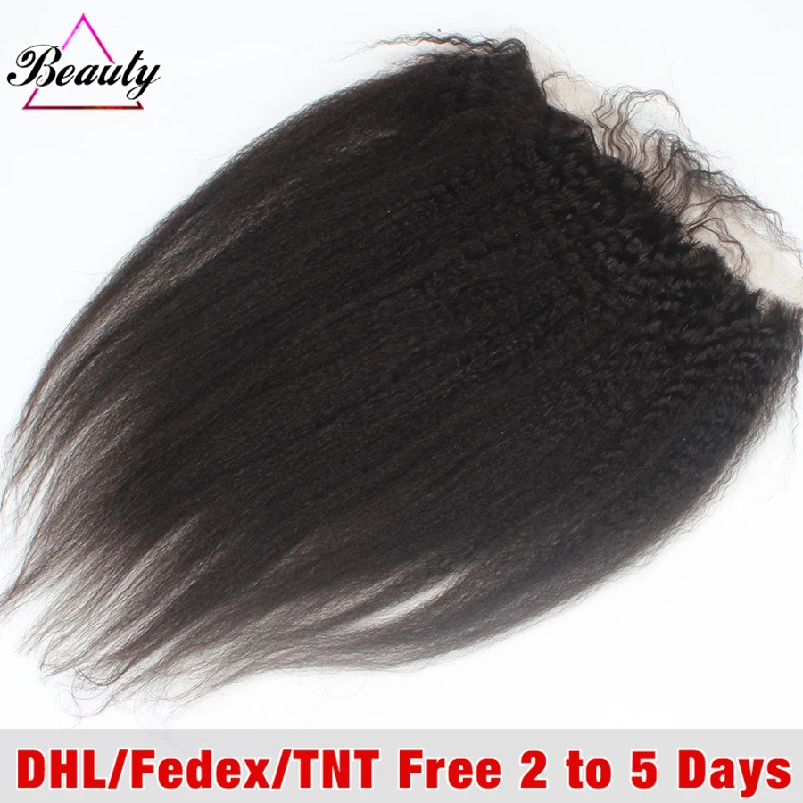 13x4 Перуанский Человеческих Волос Грубый Яки Фронтальная С Ребенком в Ушах до Уха