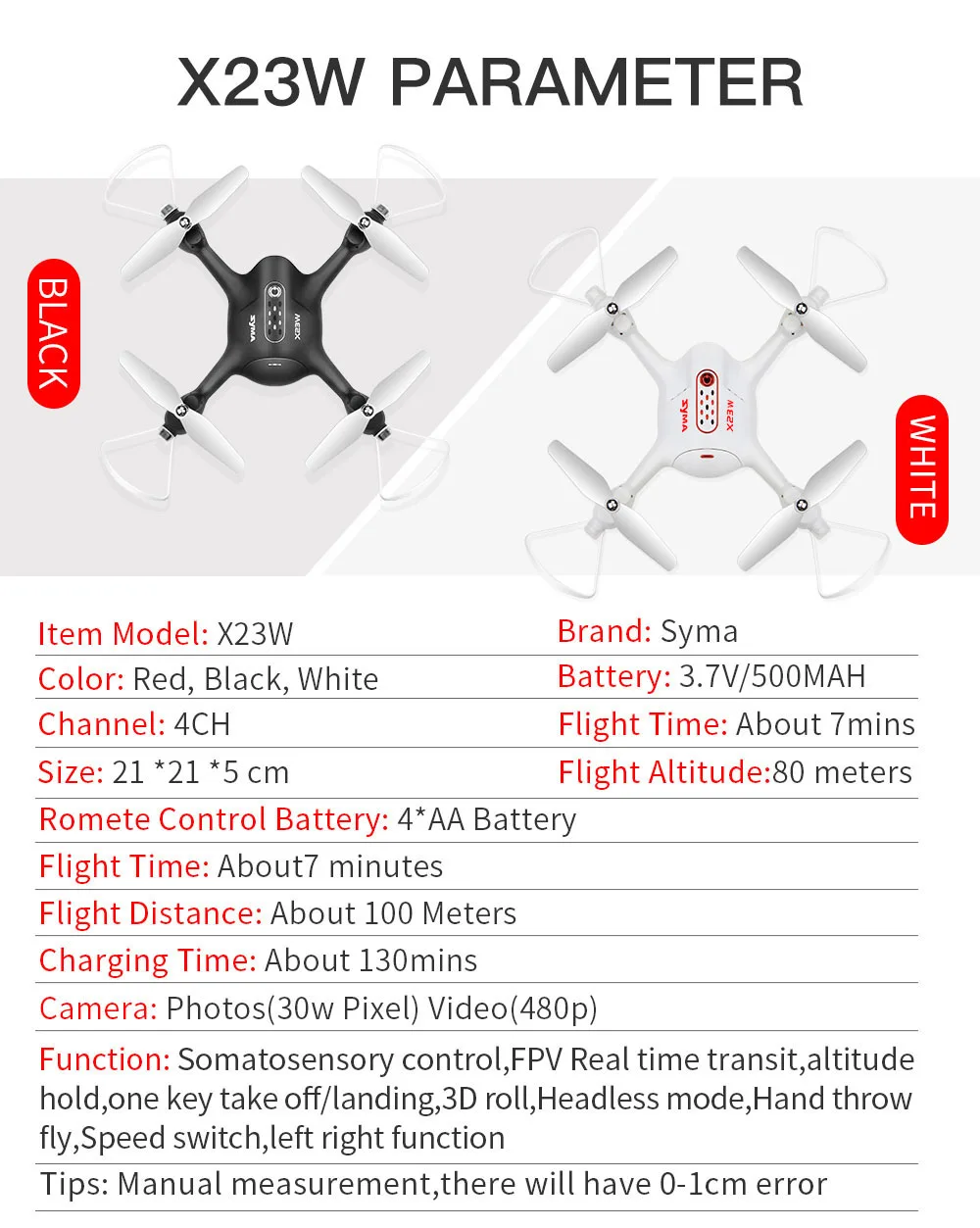 SYMA X23W Квадрокоптер FPV Wifi в режиме реального времени Трансмиссия безголовая модель Радиоуправляемый вертолет мини-Дрон с камерой Радиоуправляемый вертолет