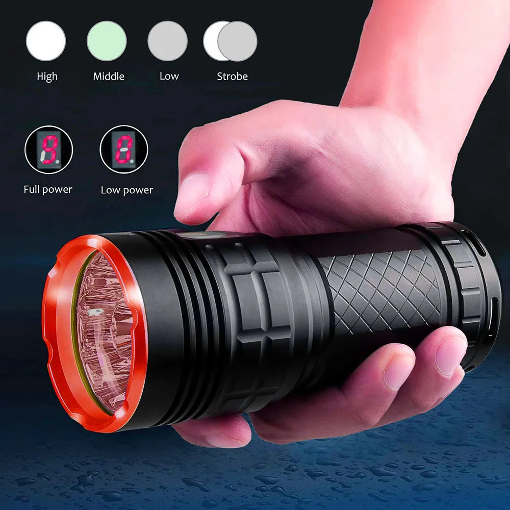 ISHOWTIENDA наиболее Мощность ful светодиодный фонарик 8x XM-L T6 светодиодный Мощность цифровой Дисплей охоты Flashligt батарея для охоты# g20
