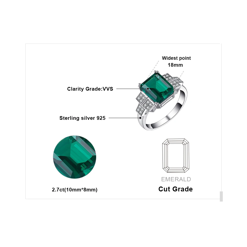 Jewelrypalace 2.7ct Nano русские создали Изумруд себе кольцо для Для женщин реальные 925