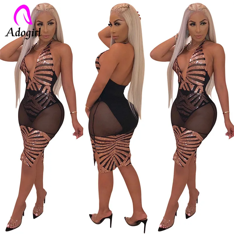 Adogirl Ночная сорочка с глубоким V образным вырезом и прозрачными бусинами