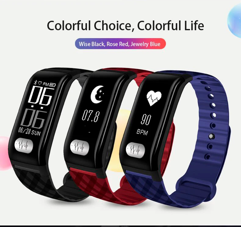 0,96 дюймовый OLED IP67 Водонепроницаемый ЭКГ PPG умный браслет, браслет, монитор сердечного ритма, ЭКГ монитор, тренировка дыхания, умный Браслет