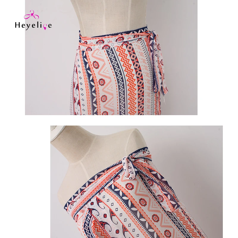 Сексуальный пляжный закрытый купальник из шифона с принтом новая летняя