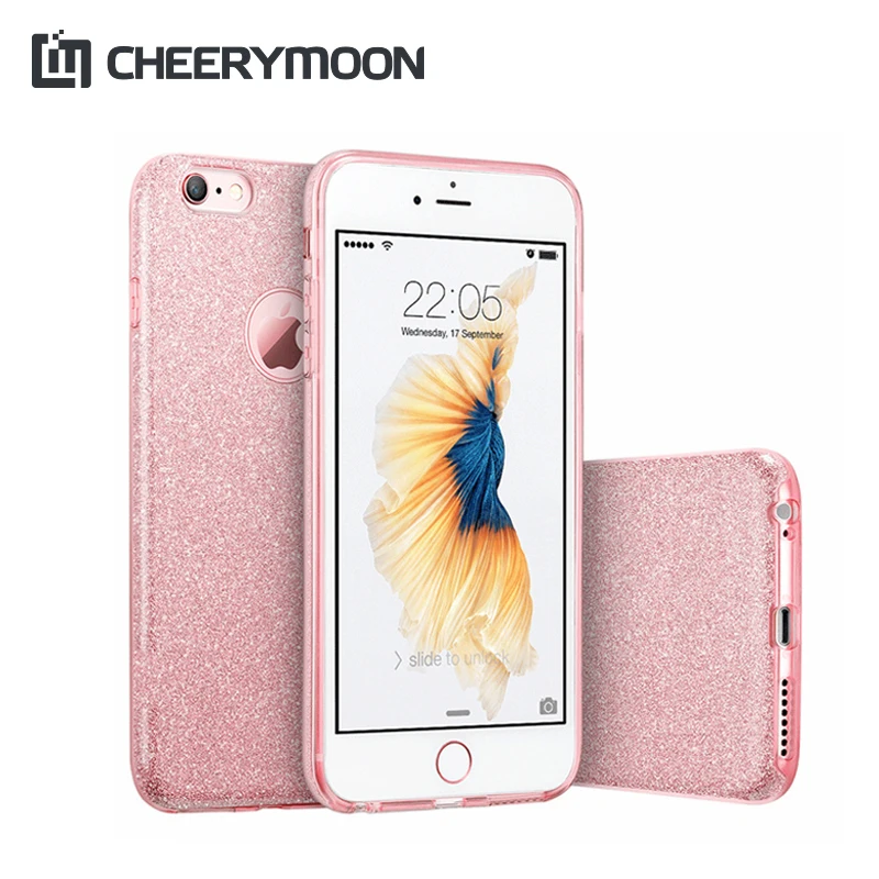 CHEERYMOON Makeup Series Bling Case For iPhone X 7 5 5s 6 6s Plus Fluorescent Flash Powder Glitter Back Cover Cell Phone Cases |