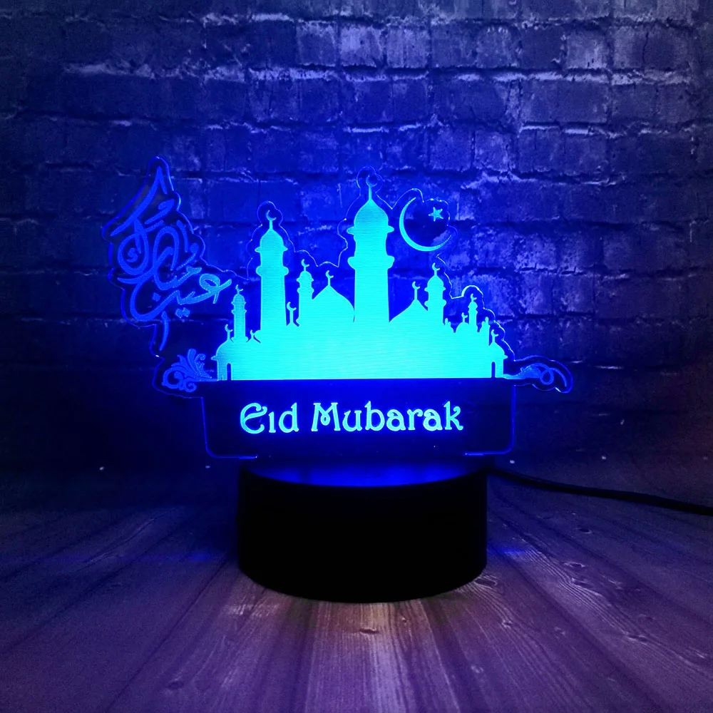 Новый 3D LED Лава вера ИД Мубарак Рамадан Карим Ид аль-Фитр домашний стол 7 цветов USB
