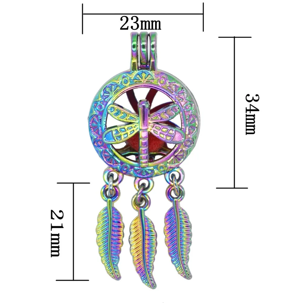 REYOW 5 шт. Радуга Стрекоза Dream Catcher Жемчужница из бисера клетки кулон эфирное масло