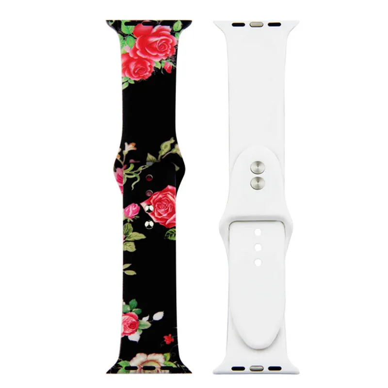 Ремешок для спортивных часов для Apple Watch Band 4 44 мм 40 мм цветочный цветок мягкий силиконовый браслет для iWatch Series 3 2 1 Band 42 мм 38 мм ремешок