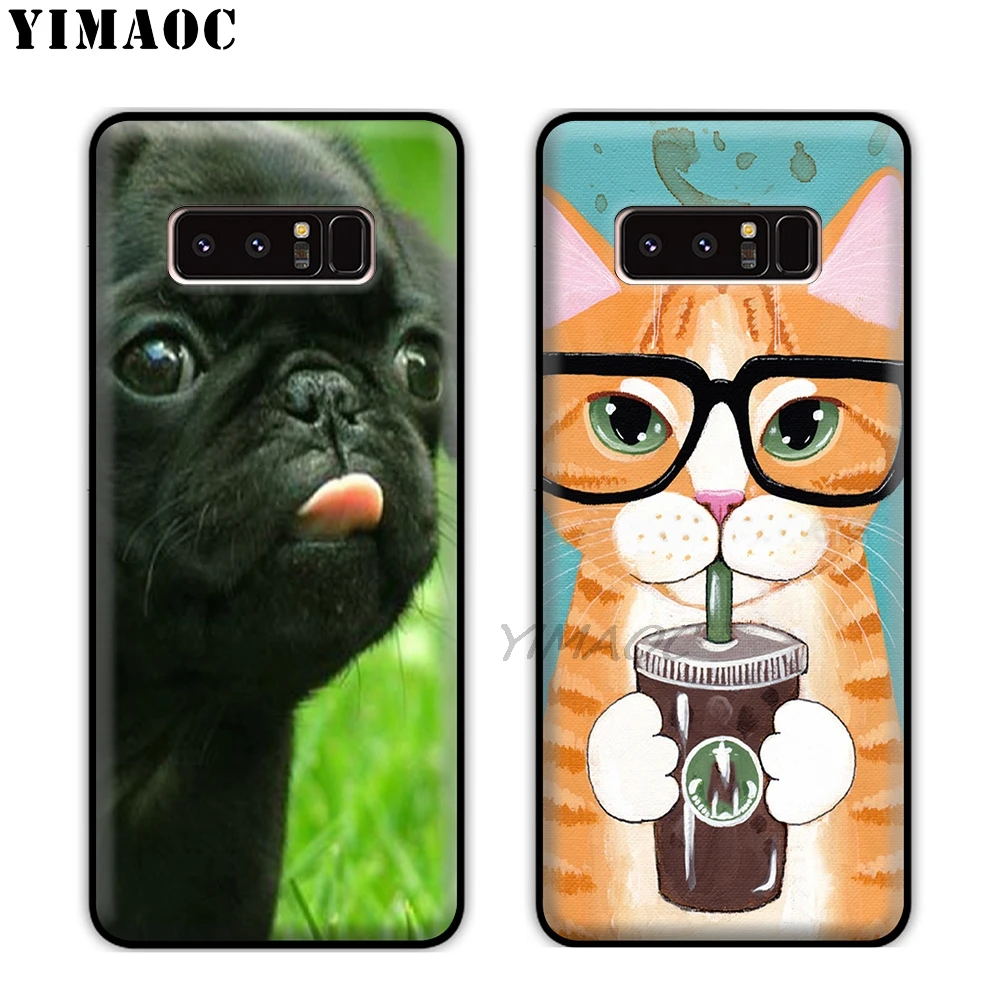 YIMAOC Cat And Coffee Pig Soft TPU Silicone Case for Samsung Galaxy S10 S10e S9 S8 Plus S7 S6 Edge &amp J6 |