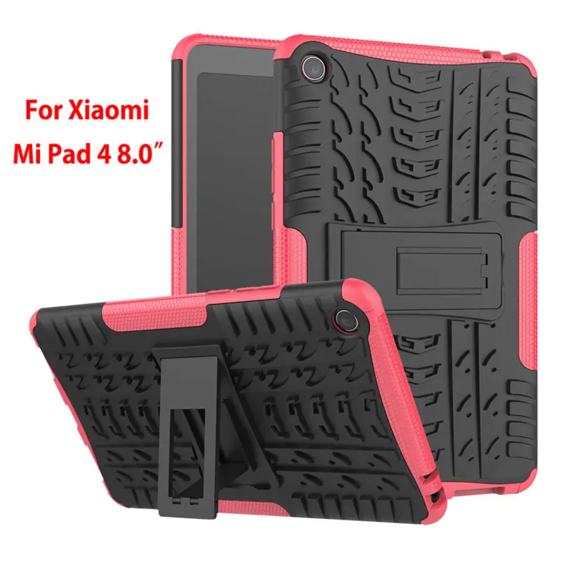 Rose red Чехол для Xiaomi mi Pad 4 mi pad4, 8,0 дюймов, сверхпрочный чехол 2 в 1, гибридный прочный Чехол-подставка для планшета - Цвет: Rose red