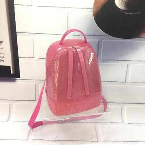 Flash Rose Летние женские пляжные силиконовые Рюкзаки милые яркие цвета на молнии дорожные сумки mochila escola рюкзаки ручная сумка через плечо - Цвет: Flash Rose