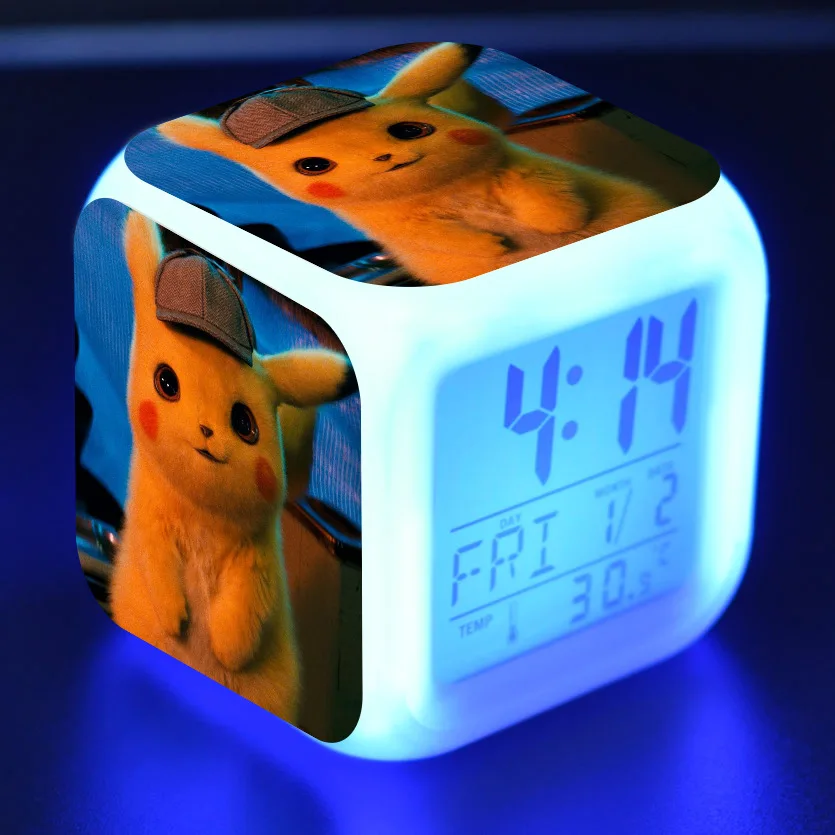3 Цифровой Детский будильник Led reloj despertador мультфильм детектива Пикачу игрушки красочные светящиеся wekker настольные часы wake up светильник - Цвет: 3