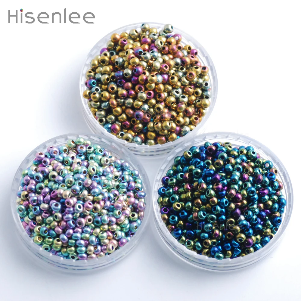 Стеклянные бусины Hisenlee 2 мм 3000 шт. 3 разных цвета круглые Spacer для самостоятельного